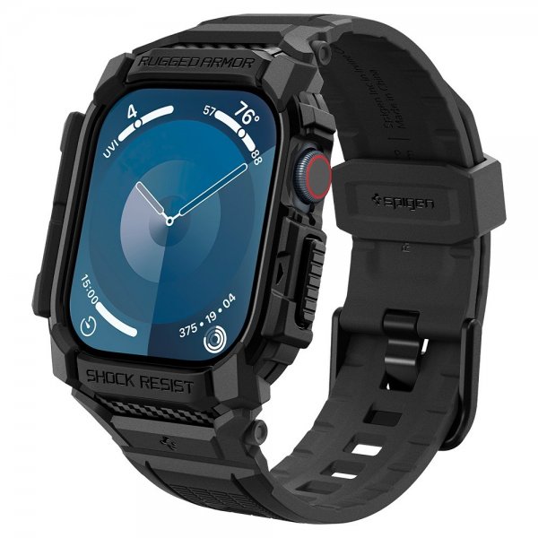 Spigen Apple Watch 42mm (Series 10/11) Armbånd og Deksel Rugged Armor Pro Matte Black