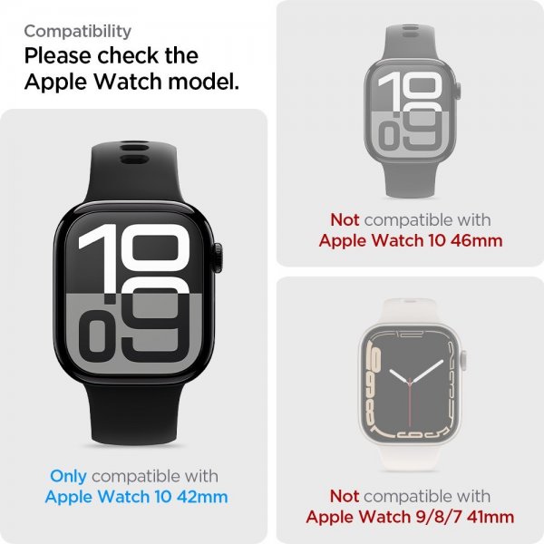 Spigen Apple Watch 42mm (Series 10/11) Skjermbeskytter EliteShield EZ Fit 2-pakning