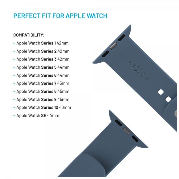 Fixed Apple Watch 44/45/46mm Armbånd Silicone Sporty Strap Blå