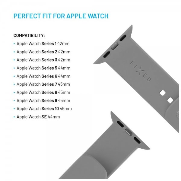 Fixed Apple Watch 44/45/46mm Armbånd Silicone Sporty Strap Grå