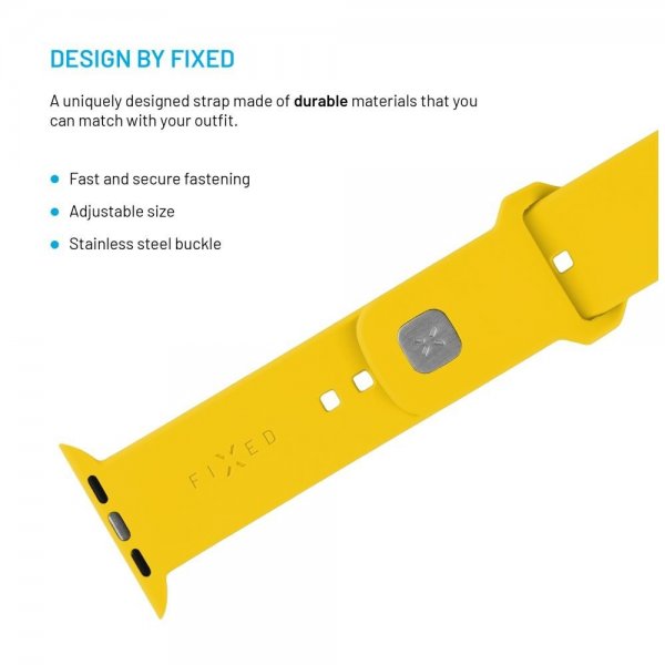 Fixed Apple Watch 44/45/46mm Armbånd Silicone Sporty Strap Gul
