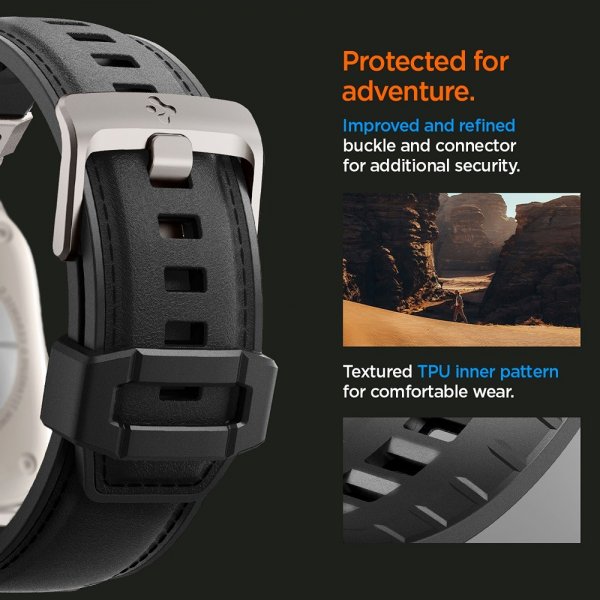 Spigen Apple Watch 44/45/46mm/Ultra 49mm Armbånd DuraPro Armor PU Svart
