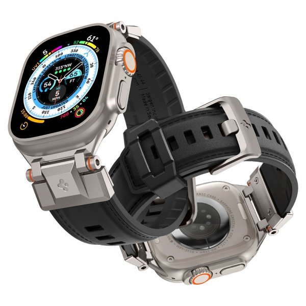 Spigen Apple Watch 44/45/46mm/Ultra 49mm Armbånd DuraPro Armor PU Svart