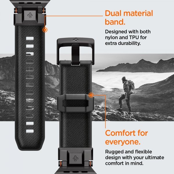 Spigen Apple Watch 44/45/46mm/Ultra 49mm Armbånd DuraPro Armor Svart