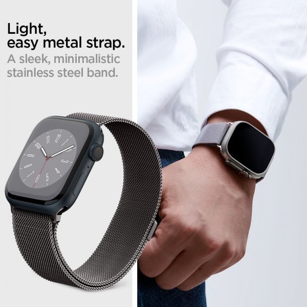 Spigen Apple Watch 44/45/46mm/Ultra 49mm Armbånd Metal Fit Graphite