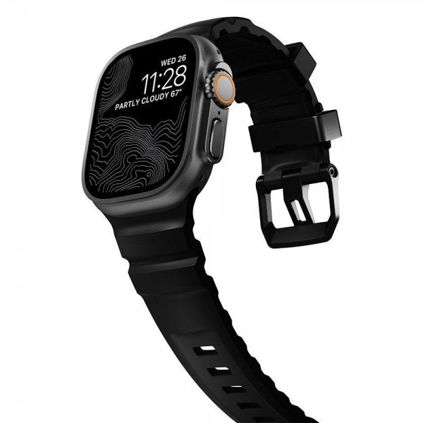 Nomad Apple Watch 44/45/46mm/Ultra 49mm Armbånd Rocky Point Svart Carbon Black