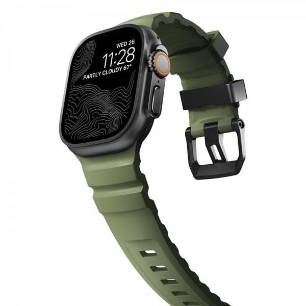 Nomad Apple Watch 44/45/46mm/Ultra 49mm Armbånd Rocky Point Svart Forest