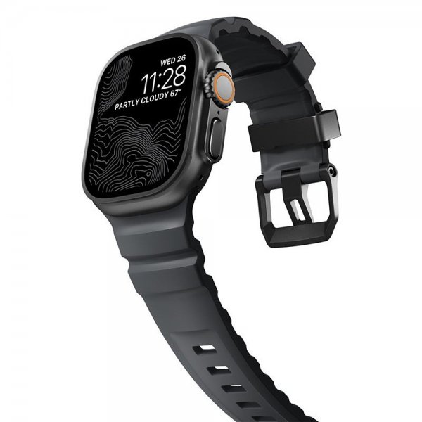 Nomad Apple Watch 44/45/46mm/Ultra 49mm Armbånd Rocky Point Svart Storm