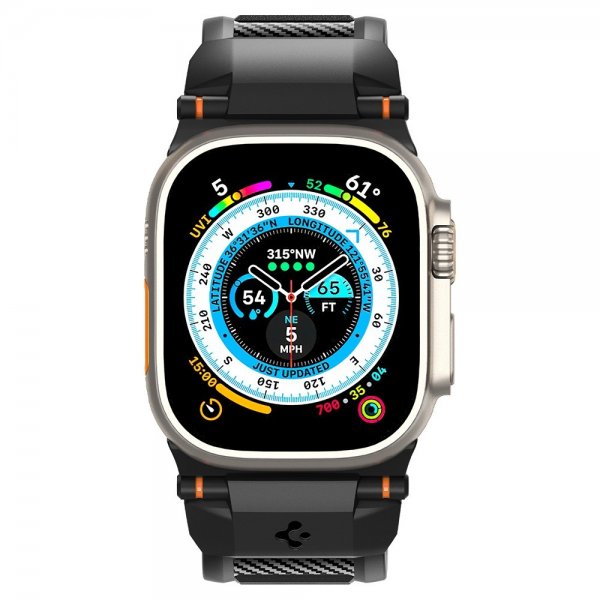 Spigen Apple Watch 44/45/46mm/Ultra 49mm Armbånd Rugged Ultra Matte Black