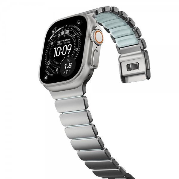 Nomad Apple Watch 44/45/46mm/Ultra 49mm Armbånd Stratos Band Natural Icy Blue Glow
