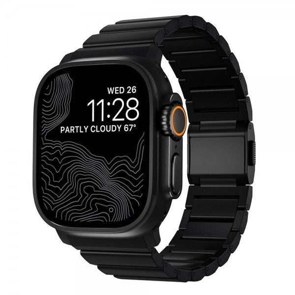 Nomad Apple Watch 44/45/46mm/Ultra 49mm Armbånd Titanium Band Svart