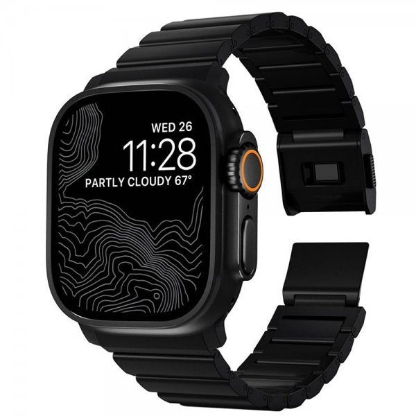 Nomad Apple Watch 44/45/46mm/Ultra 49mm Armbånd Titanium Band Svart