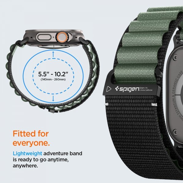 Spigen Apple Watch 44/45/46mm/Watch Ultra 49mm Armbånd WBF1 Svart Grønn