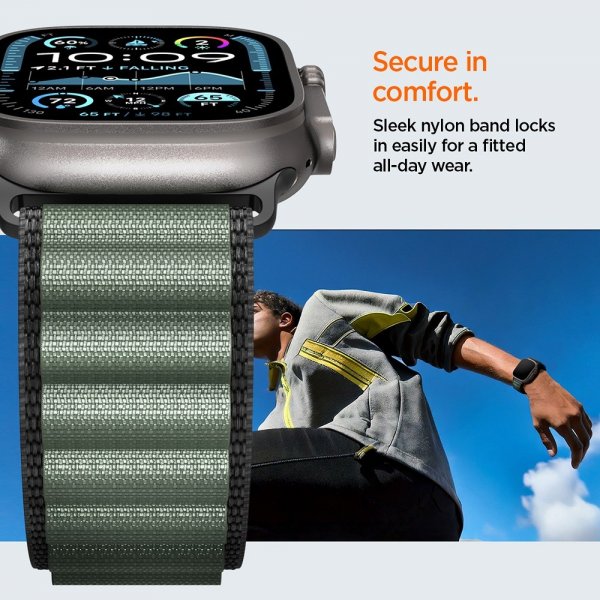 Spigen Apple Watch 44/45/46mm/Watch Ultra 49mm Armbånd WBF1 Svart Grønn