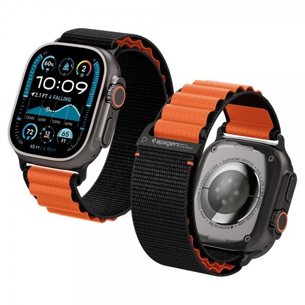 Spigen Apple Watch 44/45/46mm/Watch Ultra 49mm Armbånd WBF1 Svart Oransje