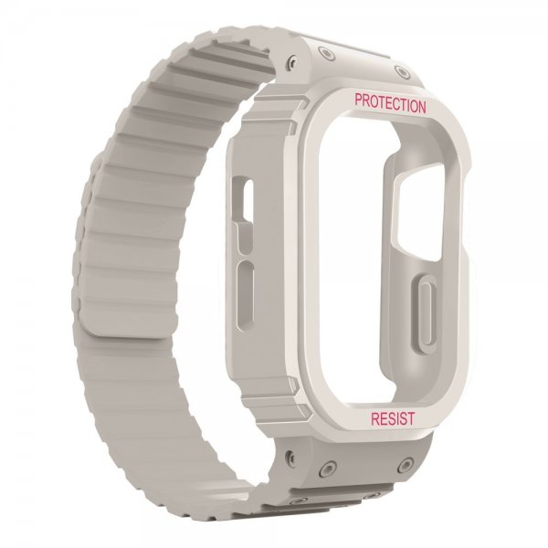 Apple Watch 44/45mm Armbånd Deksel Silikon Magnetlukking Hvit