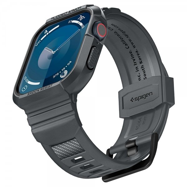 Spigen Apple Watch 44/45mm Armbånd og Deksel Rugged Armor Pro Dark Gray