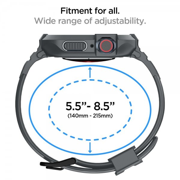 Spigen Apple Watch 44/45mm Armbånd og Deksel Rugged Armor Pro Dark Gray