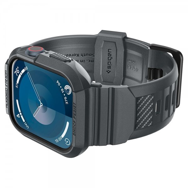 Spigen Apple Watch 44/45mm Armbånd og Deksel Rugged Armor Pro Dark Gray