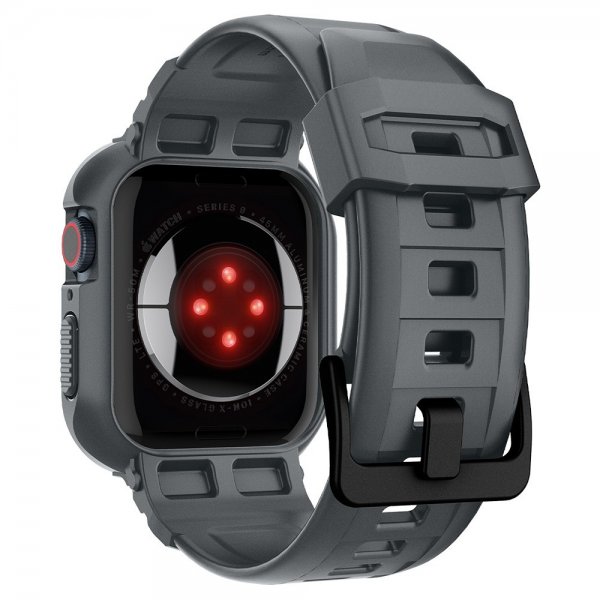 Spigen Apple Watch 44/45mm Armbånd og Deksel Rugged Armor Pro Dark Gray