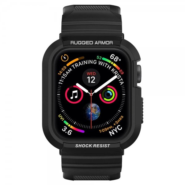 Spigen Apple Watch 44/45mm Deksel med Armbånd Rugged Armor Pro Charcoal Grey