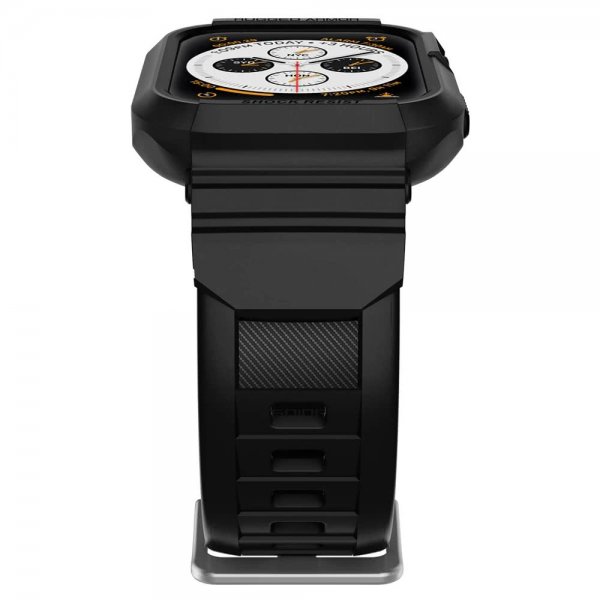 Spigen Apple Watch 44/45mm Deksel med Armbånd Rugged Armor Pro Charcoal Grey