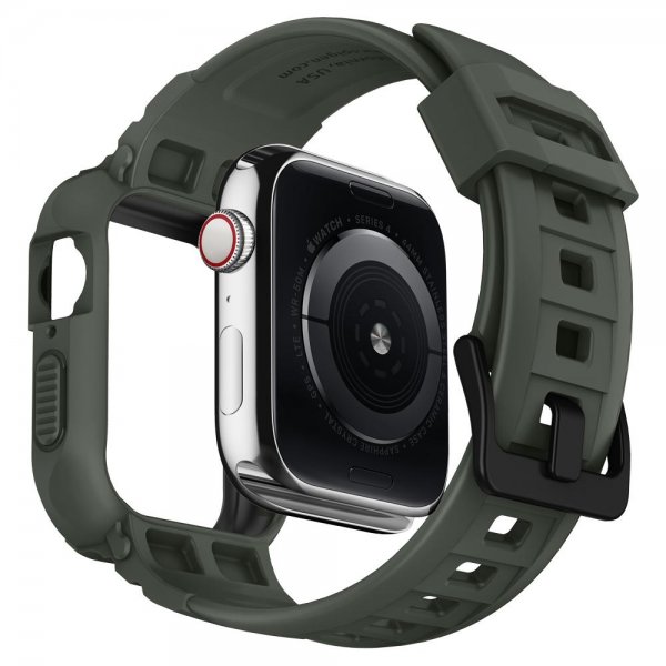Spigen Apple Watch 44/45mm Deksel med Armbånd Rugged Armor Pro Military Green