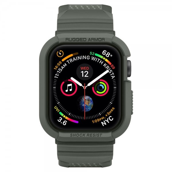 Spigen Apple Watch 44/45mm Deksel med Armbånd Rugged Armor Pro Military Green