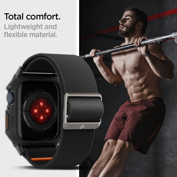 Spigen Apple Watch 45mm Armbånd og Deksel Lite Fit Pro Matte Black