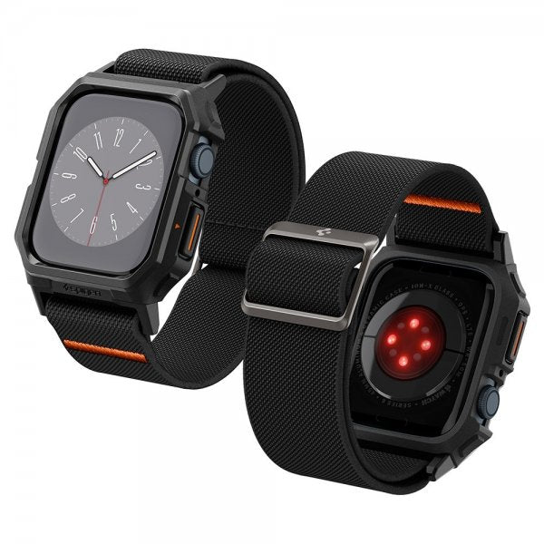 Spigen Apple Watch 45mm Armbånd og Deksel Lite Fit Pro Matte Black