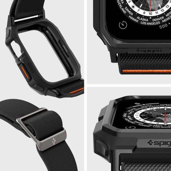 Spigen Apple Watch 45mm Armbånd og Deksel Lite Fit Pro Matte Black
