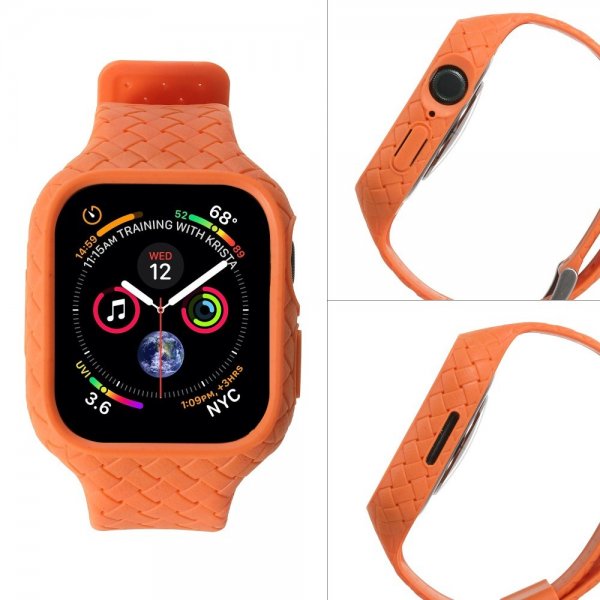 Apple Watch 45mm Armbånd Vevtekstur Oransje