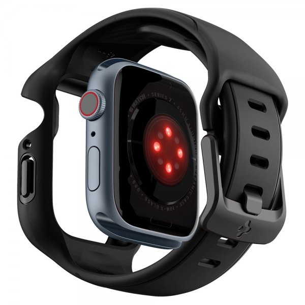 Spigen Apple Watch 45mm Deksel med Armbånd Liquid Air Pro Svart