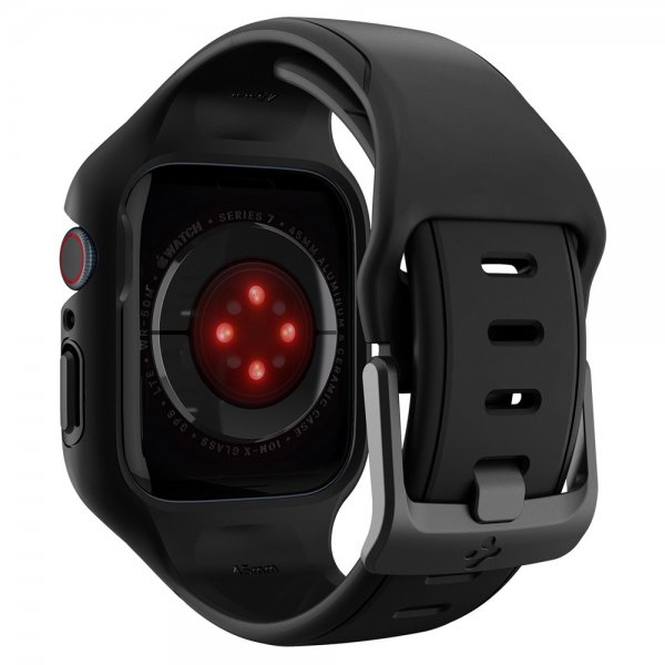 Spigen Apple Watch 45mm Deksel med Armbånd Liquid Air Pro Svart