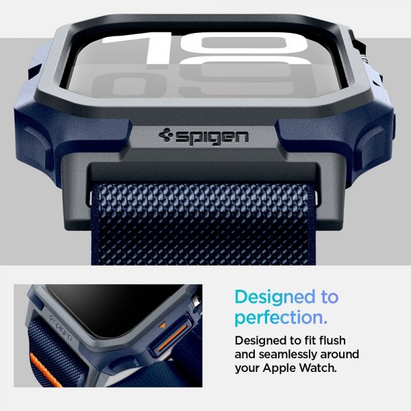 Spigen Apple Watch 46mm (Series 10/11) Armbånd og Deksel Lite Fit Pro Navy Blue