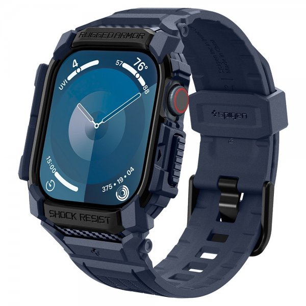 Spigen Apple Watch 46mm (Series 10/11) Armbånd og Deksel Rugged Armor Pro Navy Blue
