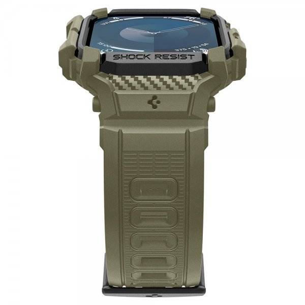Spigen Apple Watch 46mm (Series 10/11) Armbånd og Deksel Rugged Armor Pro Vintage Khaki