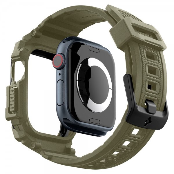 Spigen Apple Watch 46mm (Series 10/11) Armbånd og Deksel Rugged Armor Pro Vintage Khaki