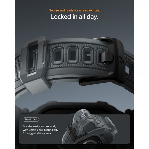 Spigen Apple Watch 46mm (Series 10/11) Armbånd Rugged Armor Pro 2 Dark Gray