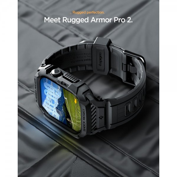 Spigen Apple Watch 46mm (Series 10/11) Armbånd Rugged Armor Pro 2 Matte Black
