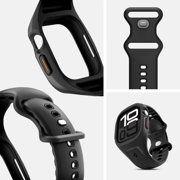 Spigen Apple Watch 46mm (Series 10/11) Deksel med Armbånd Liquid Air Pro Matte Black