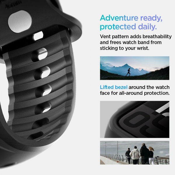 Spigen Apple Watch 46mm (Series 10/11) Deksel med Armbånd Liquid Air Pro Matte Black