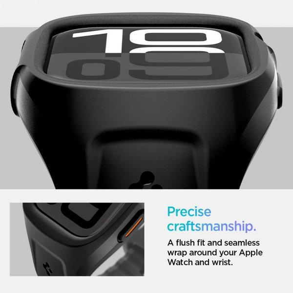 Spigen Apple Watch 46mm (Series 10/11) Deksel med Armbånd Liquid Air Pro Matte Black