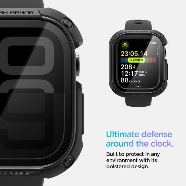 Spigen Apple Watch 46mm (Series 10/11) Deksel med Skjermbeskytter Tough Armor Svart