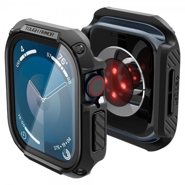 Spigen Apple Watch 46mm (Series 10/11) Deksel med Skjermbeskytter Tough Armor Svart