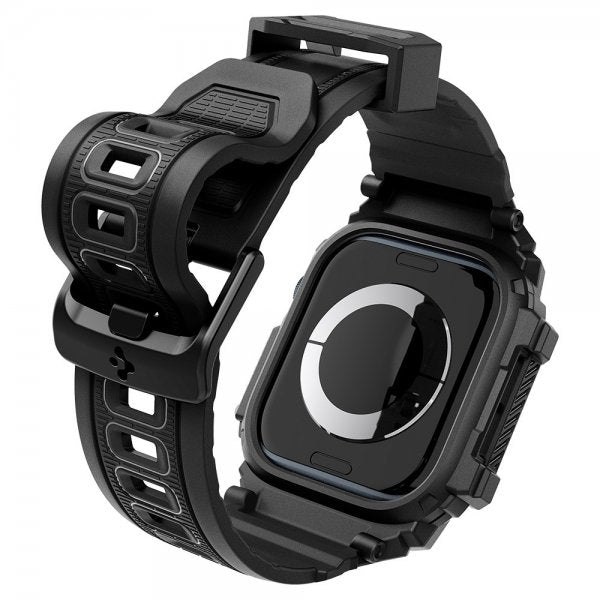 Spigen Apple Watch 46mm (Series 10/11) Armbånd og Deksel Rugged Armor Pro Matte Black