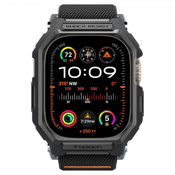 Spigen Apple Watch Ultra 1/2 49mm Armbånd og Deksel Lite Fit Pro Matte Black