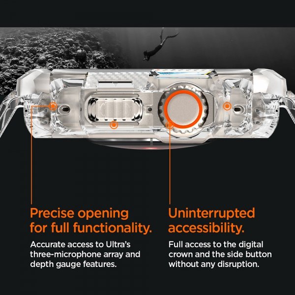 Spigen Watch Ultra 49mm Armbånd og Deksel Rugged Armor Pro Crystal Clear