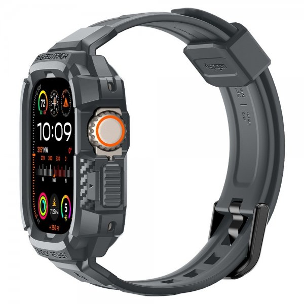 Spigen Apple Watch Ultra 49mm Armbånd og Deksel Rugged Armor Pro Dark Gray