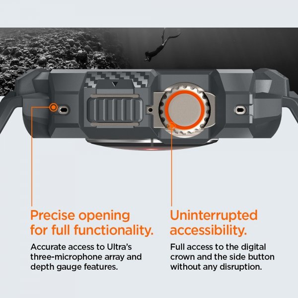 Spigen Apple Watch Ultra 49mm Armbånd og Deksel Rugged Armor Pro Dark Gray